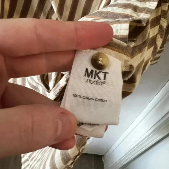 1004 MKT Studios Striped Long Sleeve Midi Dress Size 38 Color Brown Cream - Picture 4 of 6